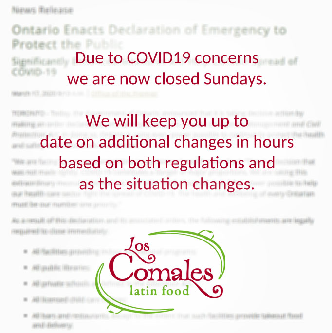 Due to COVID19 concerns we're now closed Sundays.  We're still open but just taking it one day at a time as things develop.