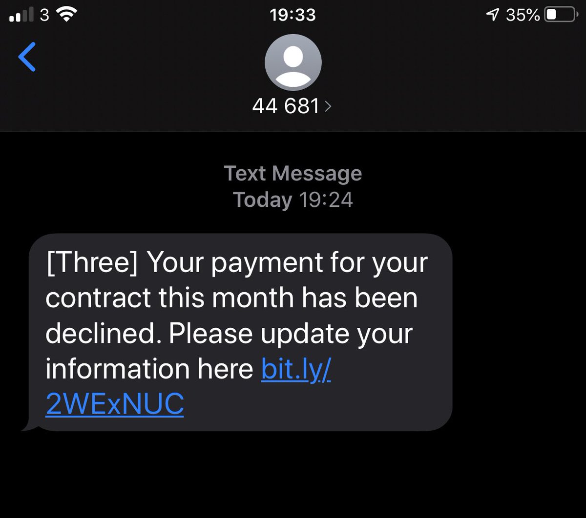 MartinBooth's tweet photo. @ThreeUKSupport I know you know about it but thought I’d let you know I received this #fraudsters https://t.co/hmPlWyZGC0
