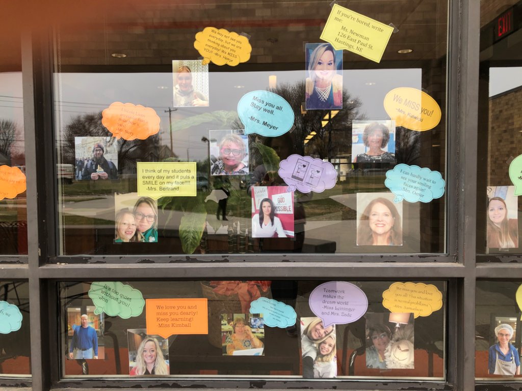 hpstigers's tweet photo. Lincoln school students if you are out for a walk please come and see us. We have left you a special message! We miss you! #HastingsNebraska #HPSTigers https://t.co/rTQzblpBq0