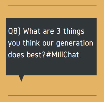 MillennialsMis1's tweet photo. Final question! #MillChat #millennials #liveChat #twitterchat https://t.co/l9LD3gIgg6