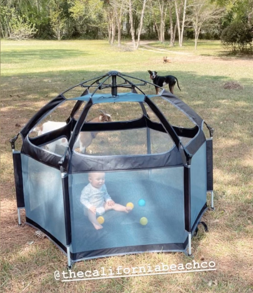 Thank you @barbellsandboots for sharing your way of social distancing. So cute 🐐 ⛺️ 👶🏻  #SocialDistance #Social_Distancing #popngo #thecaliforniabeachco #plapypen #besafe