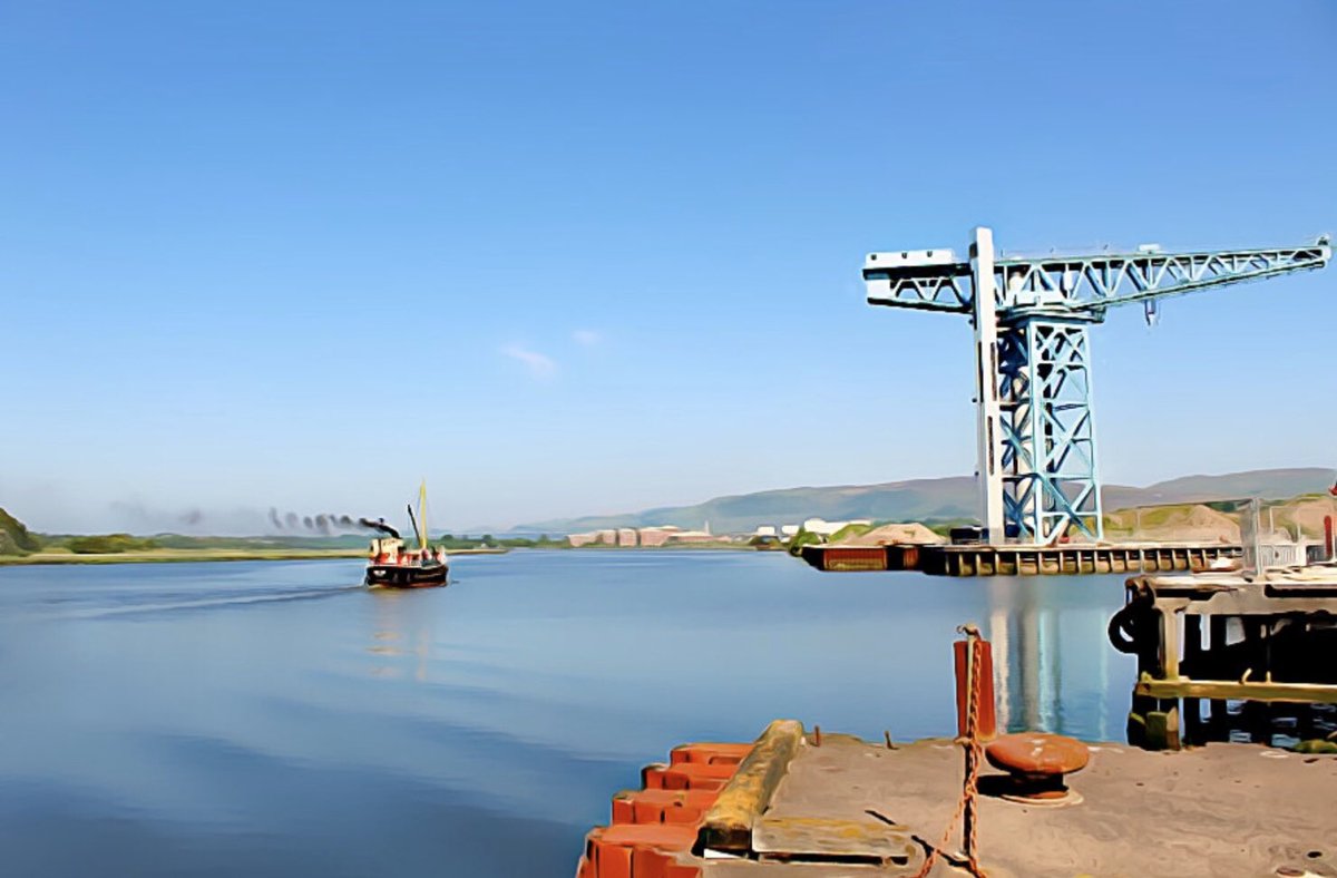 LearnerWcs's tweet photo. The PhotoMania app is very easy to use and the results look pretty good. This is the original photo and three examples of how it looks after applying some of "Painting" effects - #CreativeWcs #Clydebank #Vic32 #TitanCrane #RiverClyde #Puffer https://t.co/6OiVE6dlr9