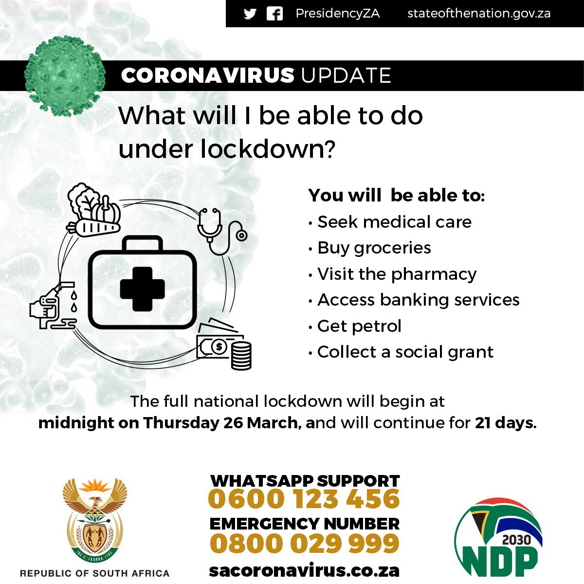 DrZweliMkhize's tweet photo. What will I able to do under a lockdown #COVID19 https://t.co/THSRbHcD96