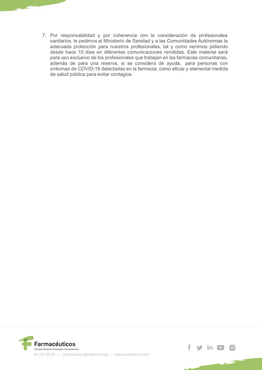 Comunicado del Consejo General de <a href="/Farmaceuticos_/">Consejo General Colegios Farmacéuticos</a> en relación a la comparecencia hoy del director del Centro de Coordinación de Emergencias y Alertas Sanitarias, Fernando Simón #AsiNo <a href="/sanidadgob/">Ministerio de Sanidad</a> <a href="/SaludPublicaEs/">Salud Pública</a> #LaCruzdelaFarmaciaNOseApaga