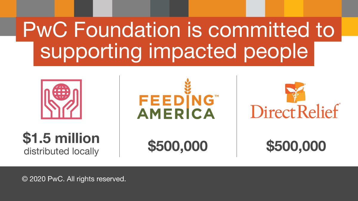 We're all facing disruption and challenges in this environment, but some are feeling it more than others. I'm so proud of the PwC Foundation's commitment to <a href="/DirectRelief/">Direct Relief</a> and <a href="/FeedingAmerica/">Feeding America</a> during this crisis. bit.ly/2vNzl3y