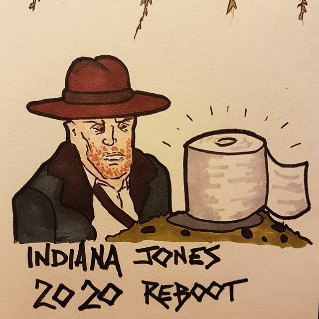 BackhouseAj's tweet photo. The meme doodles keep coming. #jokes #comedy #funny #cartoon #doodle #coronavírus #selfisolation #isolation #jokeaday #workingfromhome #indianna #indy #templeofdoom https://t.co/vfjAMGfC1M https://t.co/xuPbDh8TZh