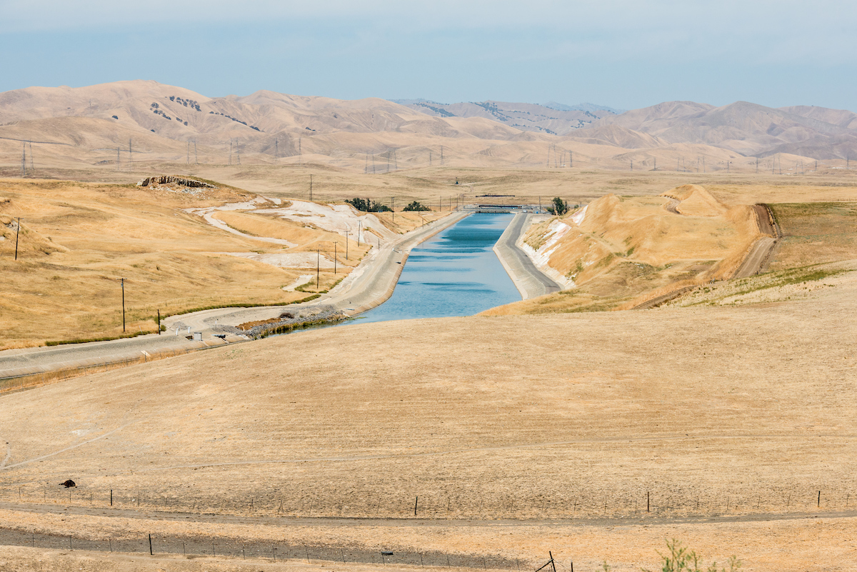 A view looking north from the California Aqueduct Vista Point.