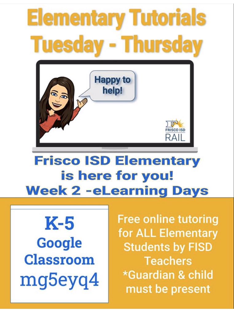 FISD is providing free tutorials at home. Check out the flyer your teacher emailed you.