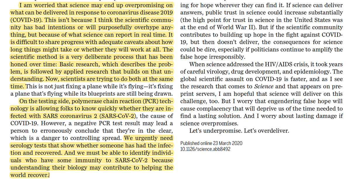 Immunopole's tweet photo. #COVID19 and beyond “Underpromise, Overdeliver” @hholdenthorp @ScienceMagazine https://t.co/y28tf9eVtJ https://t.co/NyIYjHvxSE