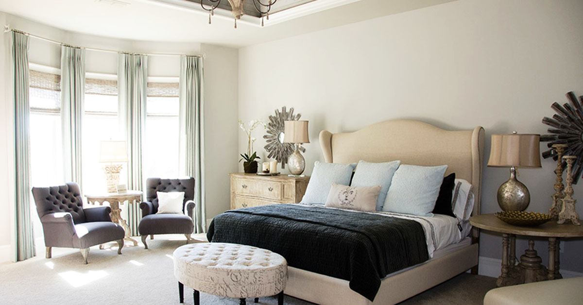 Dreamy window treatments for the bedroom. You can have privacy while allowing natural light to flood into the most relaxing room in your house with custom window treatments from Budget Blinds. Give us a call today at (226) 647-0226! bit.ly/394h14D #home #windowcoverings