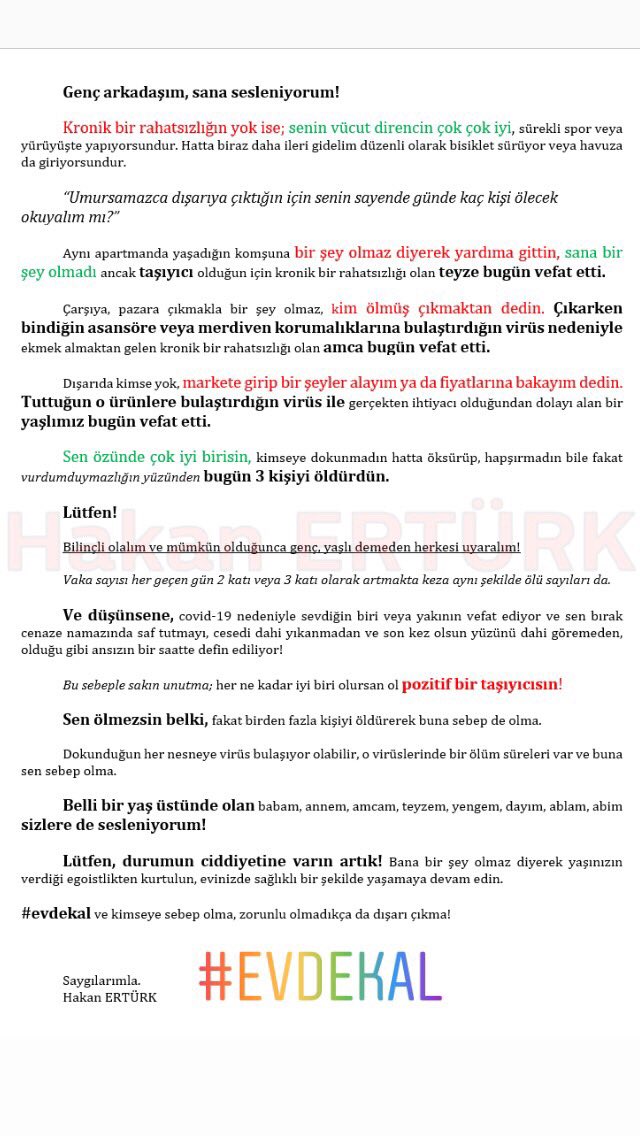 hakanerturk's tweet photo. #GençArkadaşım
#PozitifTaşıyıcıOlma
#Sağlığınİçin
#Sevdiklerinİçin
#Geleceğinİçin
#evdekal
#İşiCiddiyeAl
#CoronaVirus
#Covid_19
#SağlıkBakanıFahrettinKoca
#HayatEveSığar
#EvdeKalTürkiye
#TürkTelekom
#Samsun
#Bafra https://t.co/QesjPxoRTR