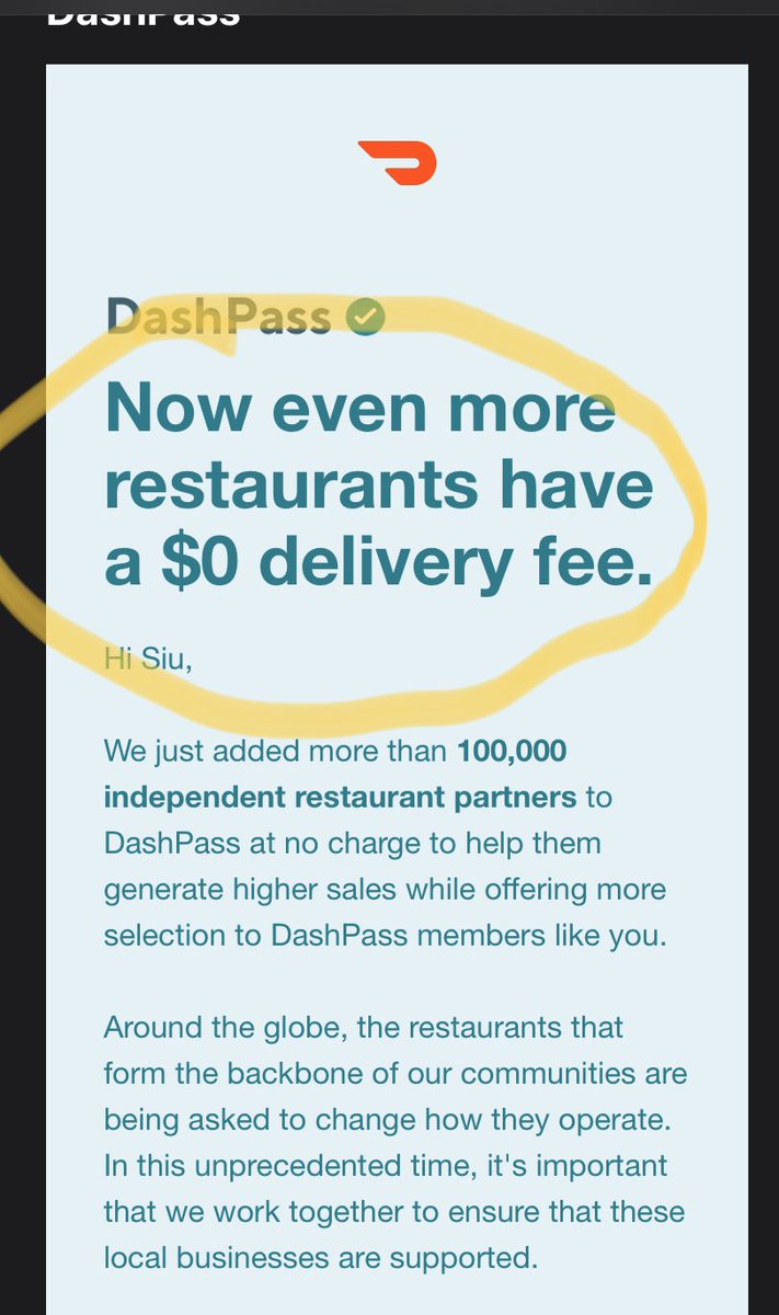 Siulagi_Sala's tweet photo. @DoorDash why you send me an email about thousands of restaurants with zero delivery fee and then take my monthly DoorDash pass fee during this lockdown. Come on bruh https://t.co/OfMRfGXTGu