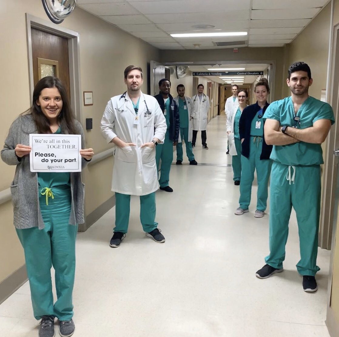 Repost MRHC GME: “We’re doing our part so please do your part to help flatten the curve &amp; stop the spread of COVID-19!” #socialdistancing #6ftapart #covid19 #mrhcmedicine Thank you for leading by example &amp; for being on the front lines taking care of patients! #flattenthecurve