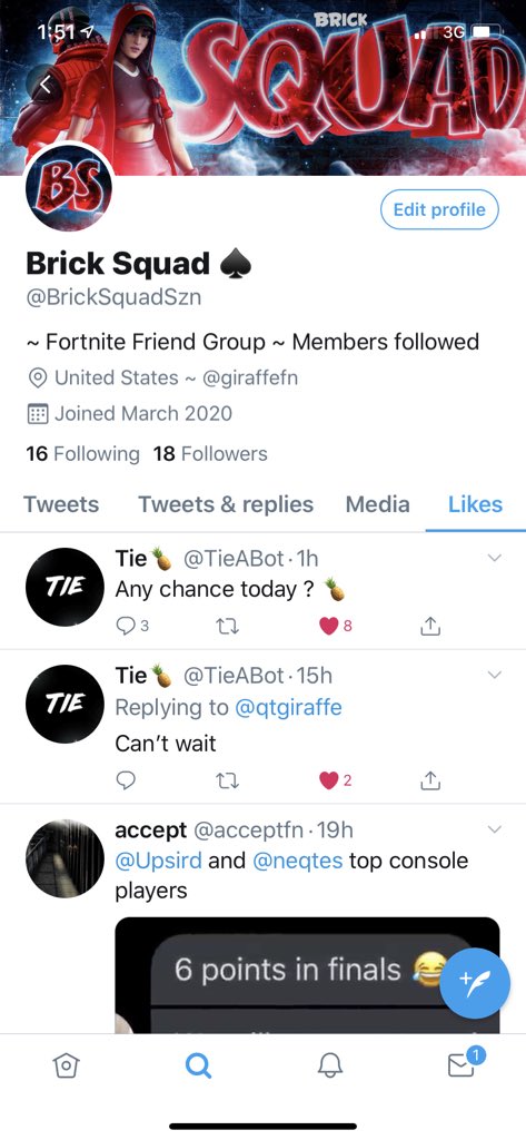 vegasjape's tweet photo. Officially announcing my Fortnite Friend group @BrickSquadSzn ! Members are followed! Please DM me if you are interested. Won’t just be anybody. Must be good at fort and NOT fake.. You’ll see me actively supporting everybody in here... cause these are my HOMIES! #BrickSqaud https://t.co/A1XYnuF6Zk