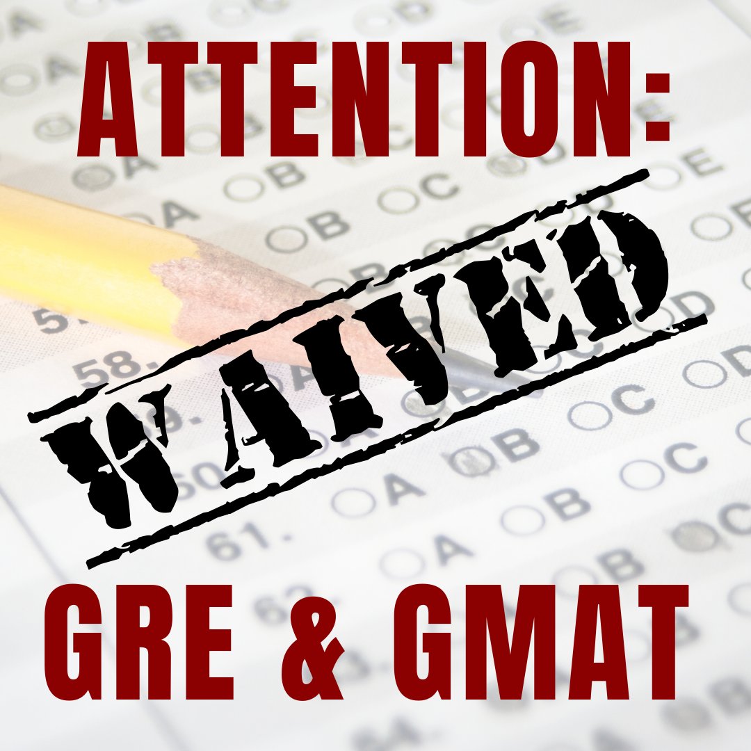 MSUBusiness's tweet photo. SPECIAL ANNOUNCEMENT REGARDING GMAT/GRE TESTING REQUIREMENT: Due to the cancellations and/or postponements of the GMAT and GRE exams in relation to the COVID-19 pandemic, @MSStateGrads is waiving the GMAT/GRE admission requirements for the Summer and Fall 2020 terms. https://t.co/jiZ4hbFFfb