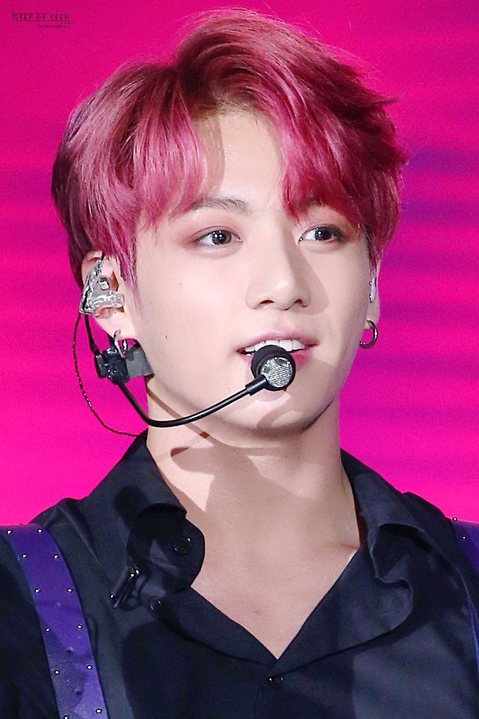 jungkook with his cherry hair and this outfit; a thread