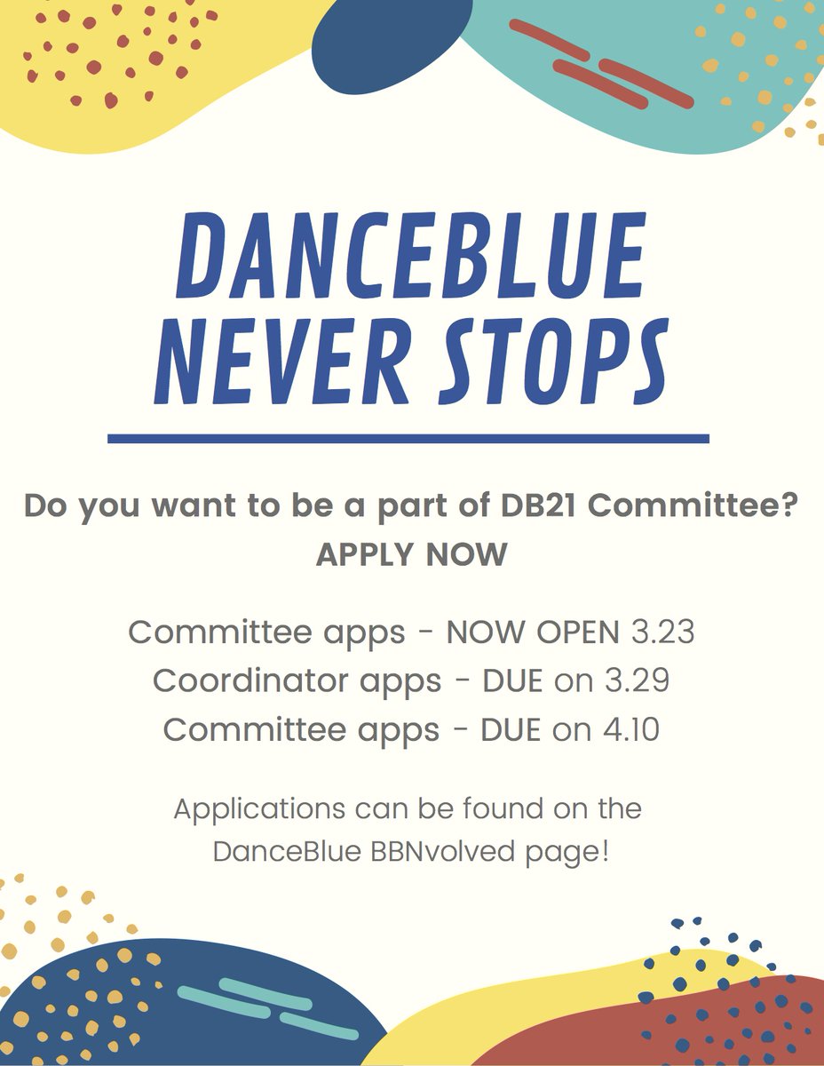 DanceBlue truly never stops, and we want YOU to join our committee for DanceBlue 2021! 

To apply: follow the website link below, and login with your UK linkblue ID to access the applications! We cannot wait to hear about why you DanceBlue. uky.campuslabs.com/engage/organiz…