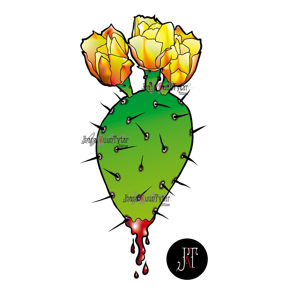 Wolf & Shadow Tattoo Collective - Cute lil Nopal Cactus done by Sara Rivas  at Diego Tattoo Gallery🌵 . . . She is booking for June ya'll email or DM  her for