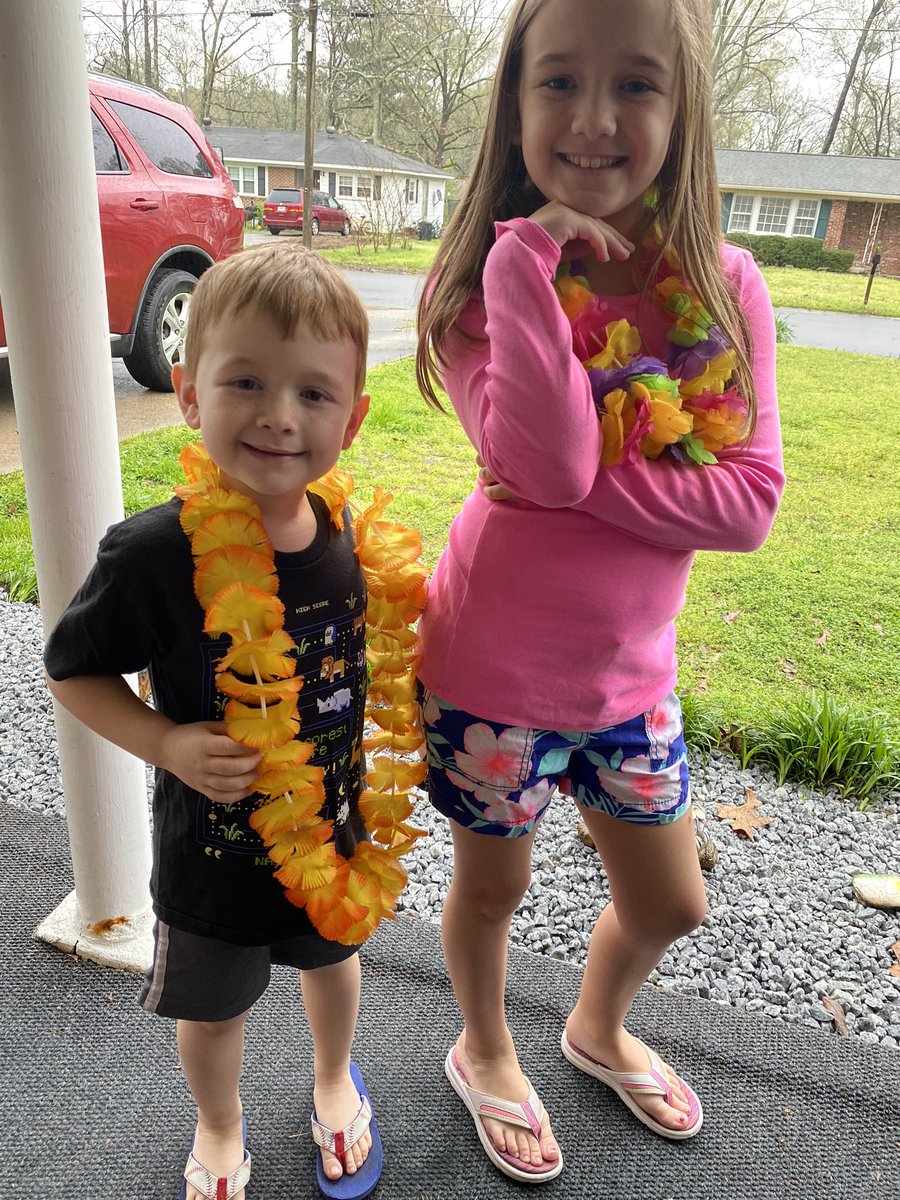 ginger_jarrell's tweet photo. Aloha Friends! Virtual learning at Jarrell University! #WEEspiritweek2020 @WestEndWolves https://t.co/nQUrAWnfsn