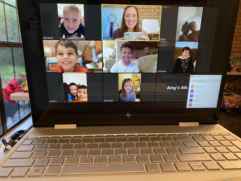 ljurkash's tweet photo. Thank you @zoom_us for allowing me to see these sweet faces today! This is so hard, but we can do hard things! #kdrocks #technologyrocks https://t.co/tt3KQWXYob