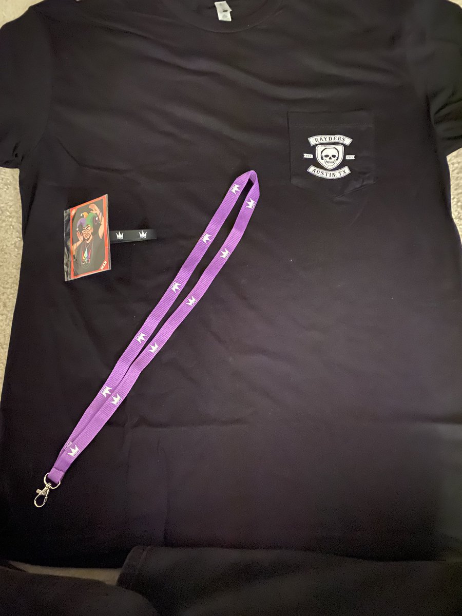 Even in quarantine, still buying the hottest merch on the market!March:“Rayders” Pocket Tee, White Crown Bracelet and Purple White Crown Lanyard