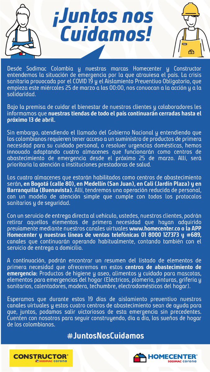 sodimac colombia informa a todos sus