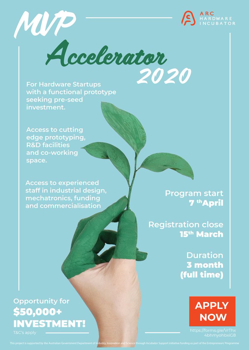 Only 1 week left to apply for the Arc Hardware MVP Accelerator! Give your startup the boost and guidance it may need to make 2020 the best year yet.

Link to apply buff.ly/2Whns0o

#startup #founder #accelerator #2020 #applytoday #innovation #SME #business #entrepreneur