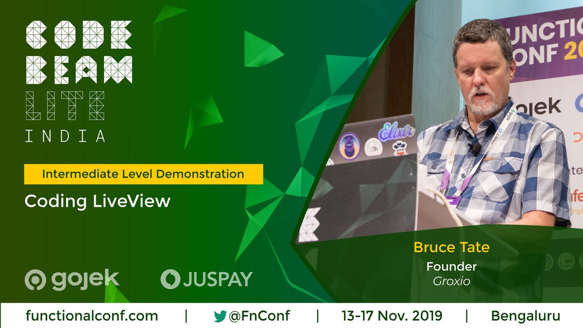 FnConf's tweet photo. Check out this video of @redrapids at #FnConf19. https://t.co/9JIHetLcR8
Like it? Sign up for 2020 conference alerts.
#Elixirlang #PhoenixFramework #Javascript #Intermediate #FP #FunctionalProgramming #CBLite https://t.co/331kPBf3Bd