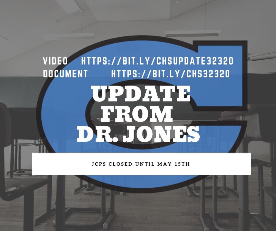 CHS Principal Dr. Bennett Jones with an update regarding response to school closure. bit.ly/chsupdate32320