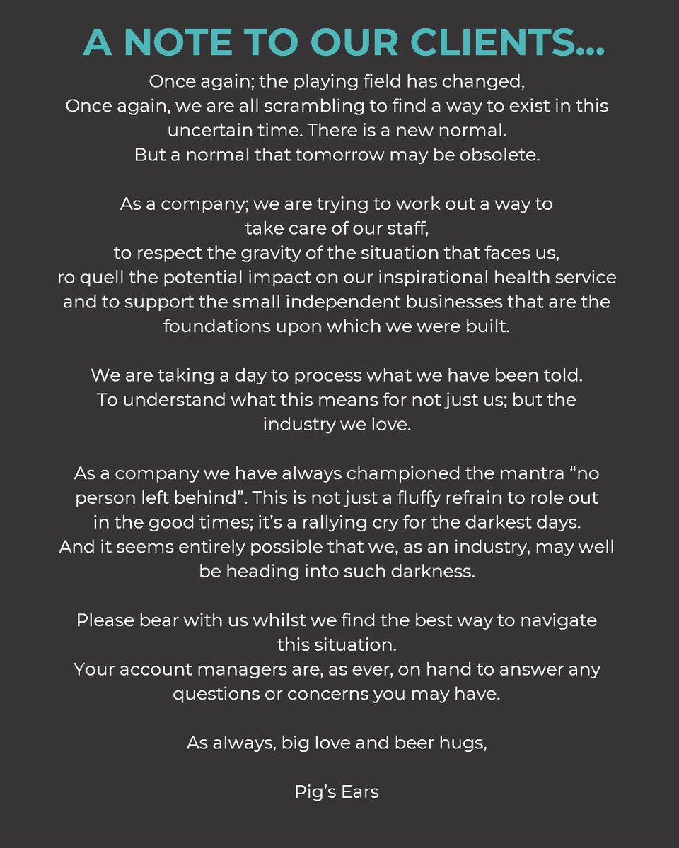PigsEarsBeer's tweet photo. We don’t have any answers yet because we don’t know what all the questions are...
We can only promise to keep you posted.
As always #beerinittogether https://t.co/lv8ghuSWqJ