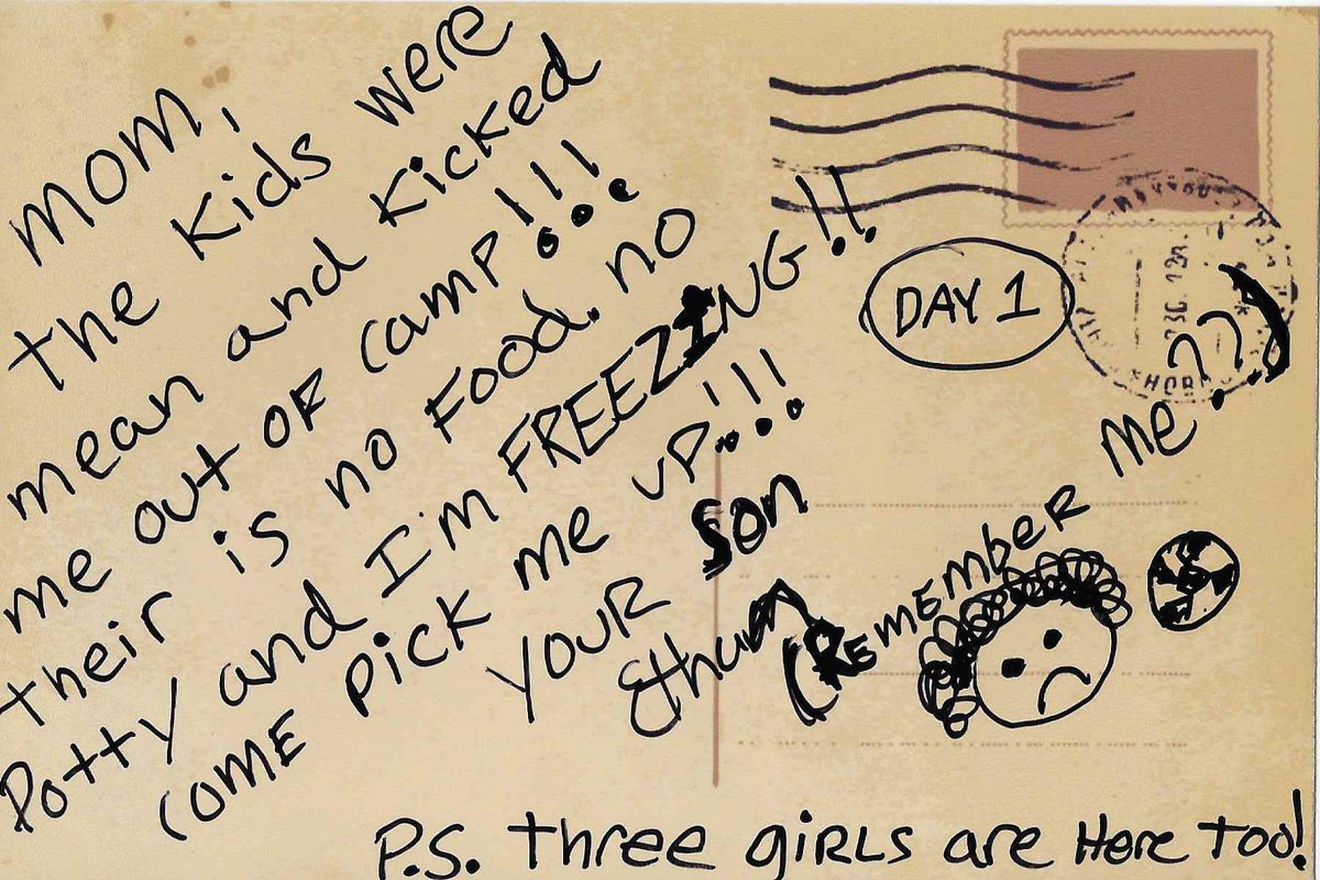 EthanZohn's tweet photo. POSTCARDS FROM THE EDGE mom, the kids were mean and kicked me out of camp!!! their is no food no potty and I’m FREEZING! Come pick me up! P.S 3 girls are here too! @survivorcbs #Survivor #edgeofextinction #postcardsfromthedge https://t.co/fvnwxuNZ2W