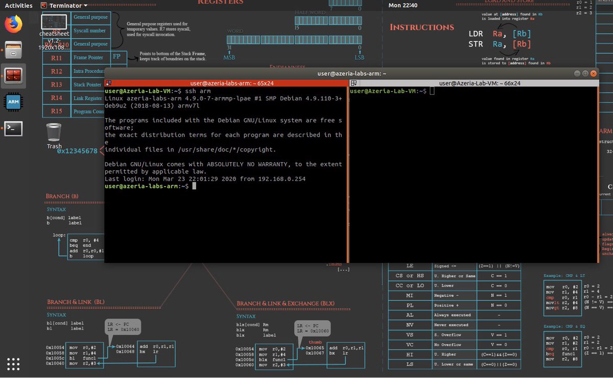 Self-isolated hackers, assemble! 3 new tutorials and a new VM for you to play around with:Lab VM 2.0: https://azeria-labs.com/lab-vm-2-0/ Emulating Router Firmware:  https://azeria-labs.com/emulating-arm-firmware/Stack Overflows:  https://azeria-labs.com/stack-overflow-arm32/XN Exploit Mitigation and ROP:  https://azeria-labs.com/return-oriented-programming-arm32/