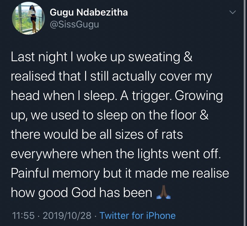 I’m doing so well guys. So so well. Umsebenzi nguwenza like it’s my last day on earth - I genuinely enjoy building my career and working on having a better life. This is where I come from...