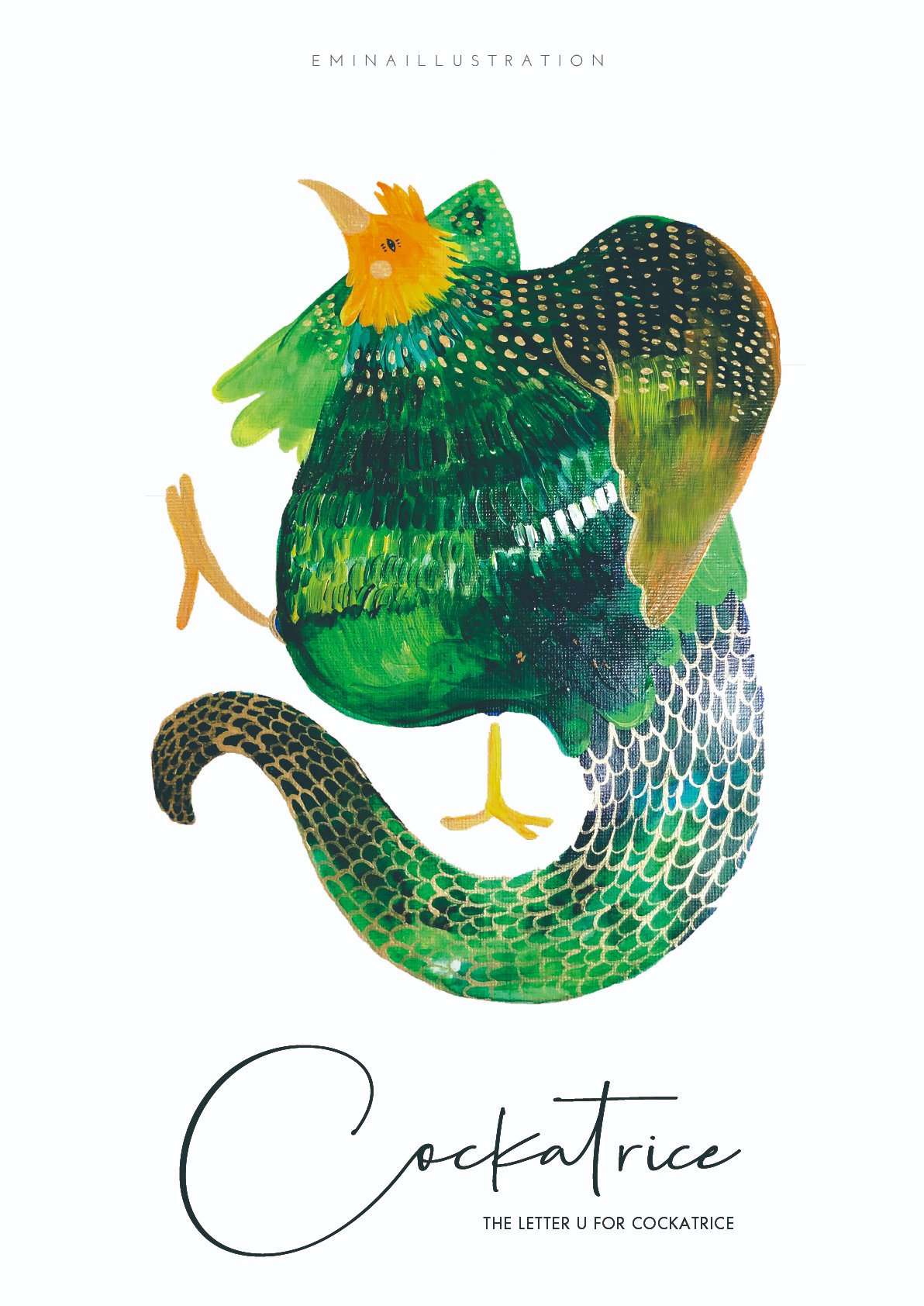 Emi Webber ウェバー エミ No 48 100 伝説の生き物 A Zシリーズ The Letter C For Cockatrice コカトリス ニワトリとヘビを合わせたような姿の伝説上の生き物 予想ではめっちゃカッコ良くなるはずだったのにどうしてこんなでっぷりした子に