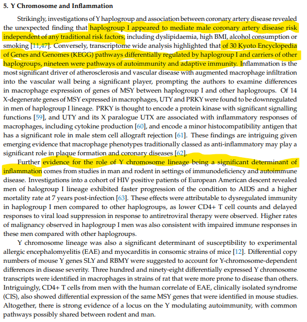 Y Chromosome, Hypertension and Cardiovascular Disease"examining Y chromosome lineage influences [on]...efficacy of...antihypertensive & anti-inflammatory agents...of great value...paving way for using Y chromosome phylogenetic tree in prescribing choices. https://www.ncbi.nlm.nih.gov/pmc/articles/PMC6627840/