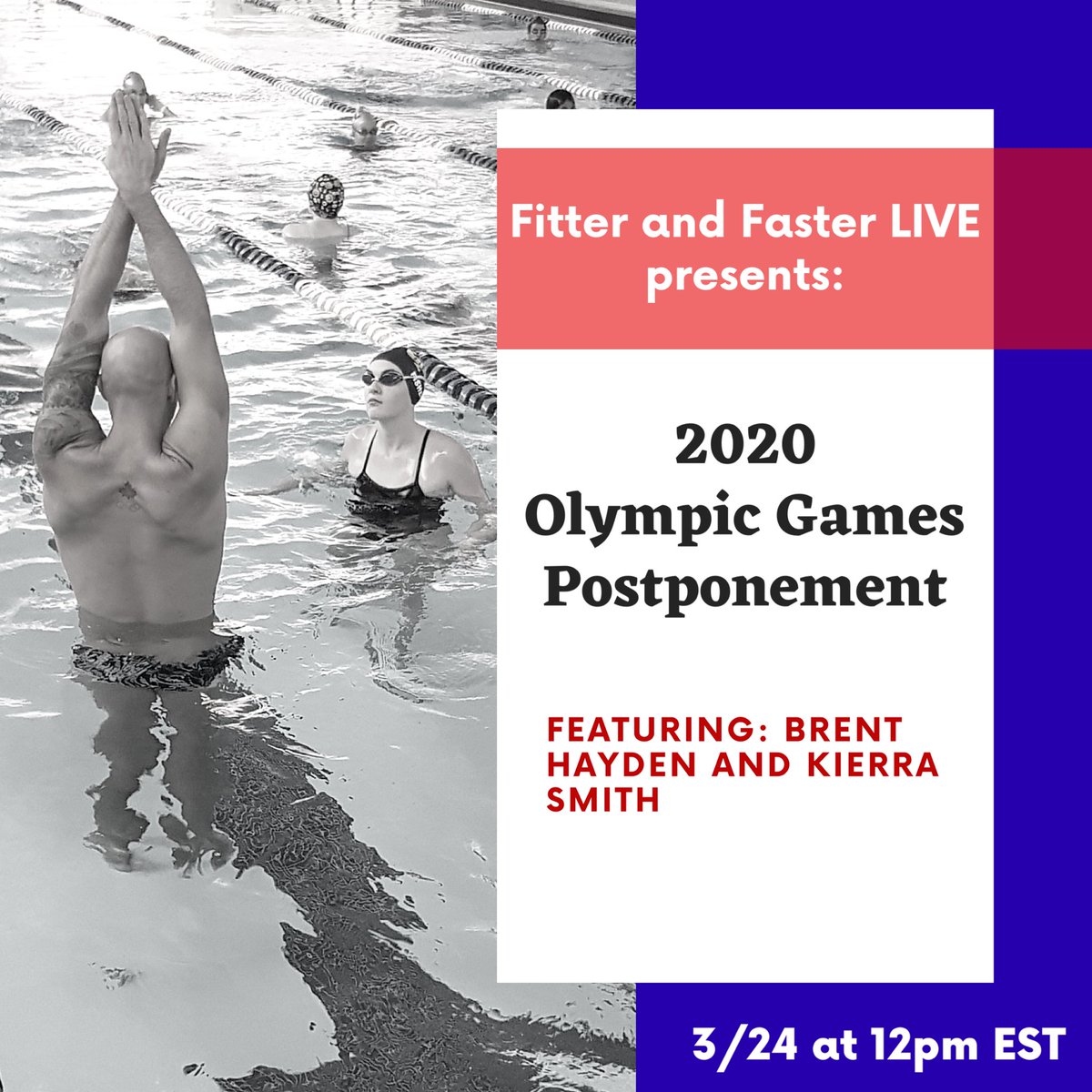 FitterAndFaster's tweet photo. Tomorrow at 12pm EST we’ll be hosting an FFT Live with a panel of Olympians to discuss the recent postponement of #Tokyo2020

https://t.co/q6V3kZP26Z https://t.co/jQ9Nzya5QY