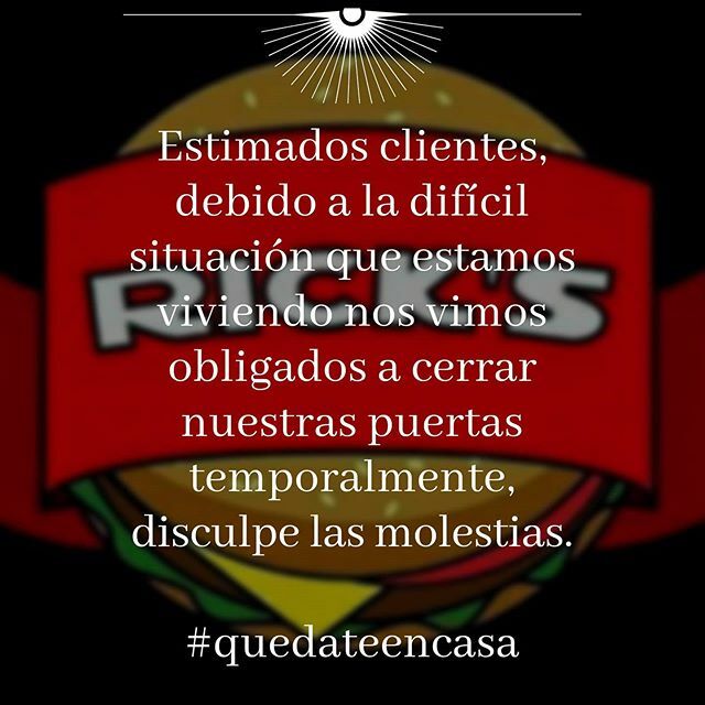 RicksPanama's tweet photo. Buenas tardes, debido a la situación que estamos viviendo nos vimos obligados a cerrar temporalmente, estén pendientes para nuevas noticias! #quedateencasa https://t.co/z6l87nlML4 https://t.co/iDNDwRSqGB