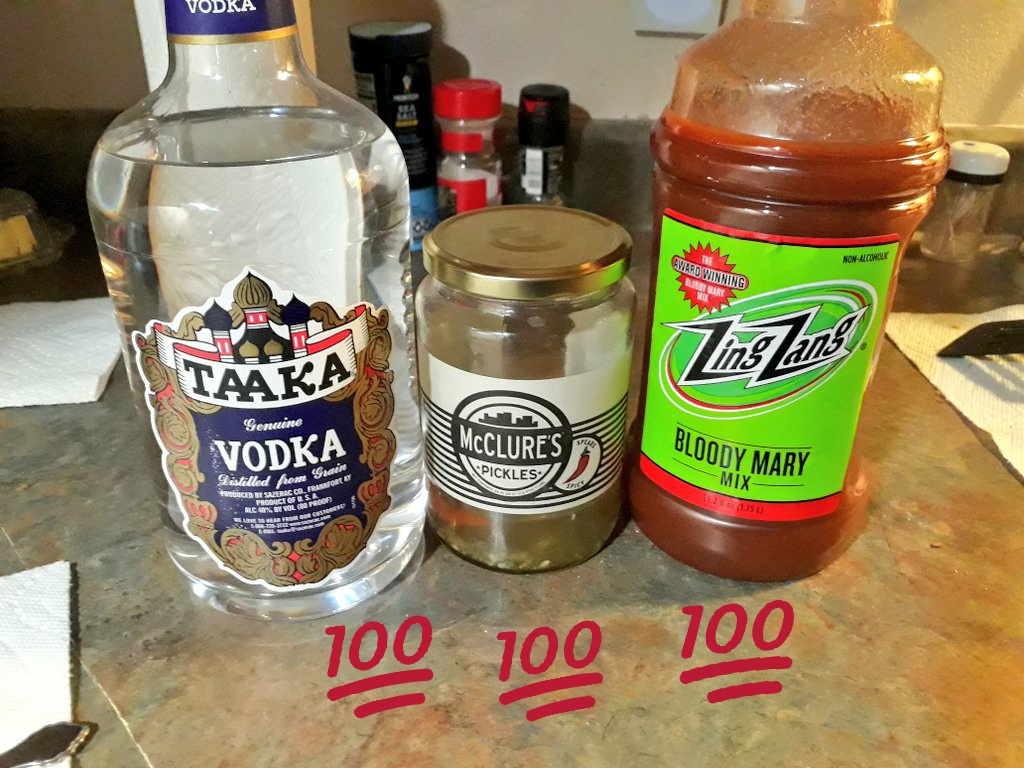 TheGameFace81's tweet photo. @Broncos_grl Absolutely, Bloody Mary's Tonight With A Splash Of Habanero Dill Pickle Juice #TheGameFace #KillinThaCoronaVirus https://t.co/xuVpT1m2u1