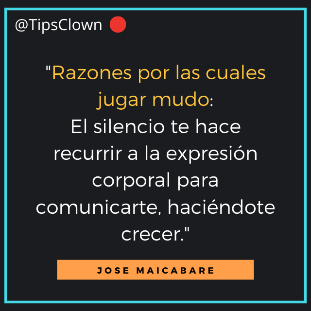 TipsClown's tweet photo. #TipsClown

"Razones por las cuales jugar mudo:
El silencio te hace recurrir a la expresión corporal para comunicarte, haciéndote crecer."

Jose Maicabare

#Clown
#ClownHumanitario
#PayasoHumanitario
#PayasoDeHospital
#Voluntario
#Voluntariado https://t.co/4nJkbvqRhu