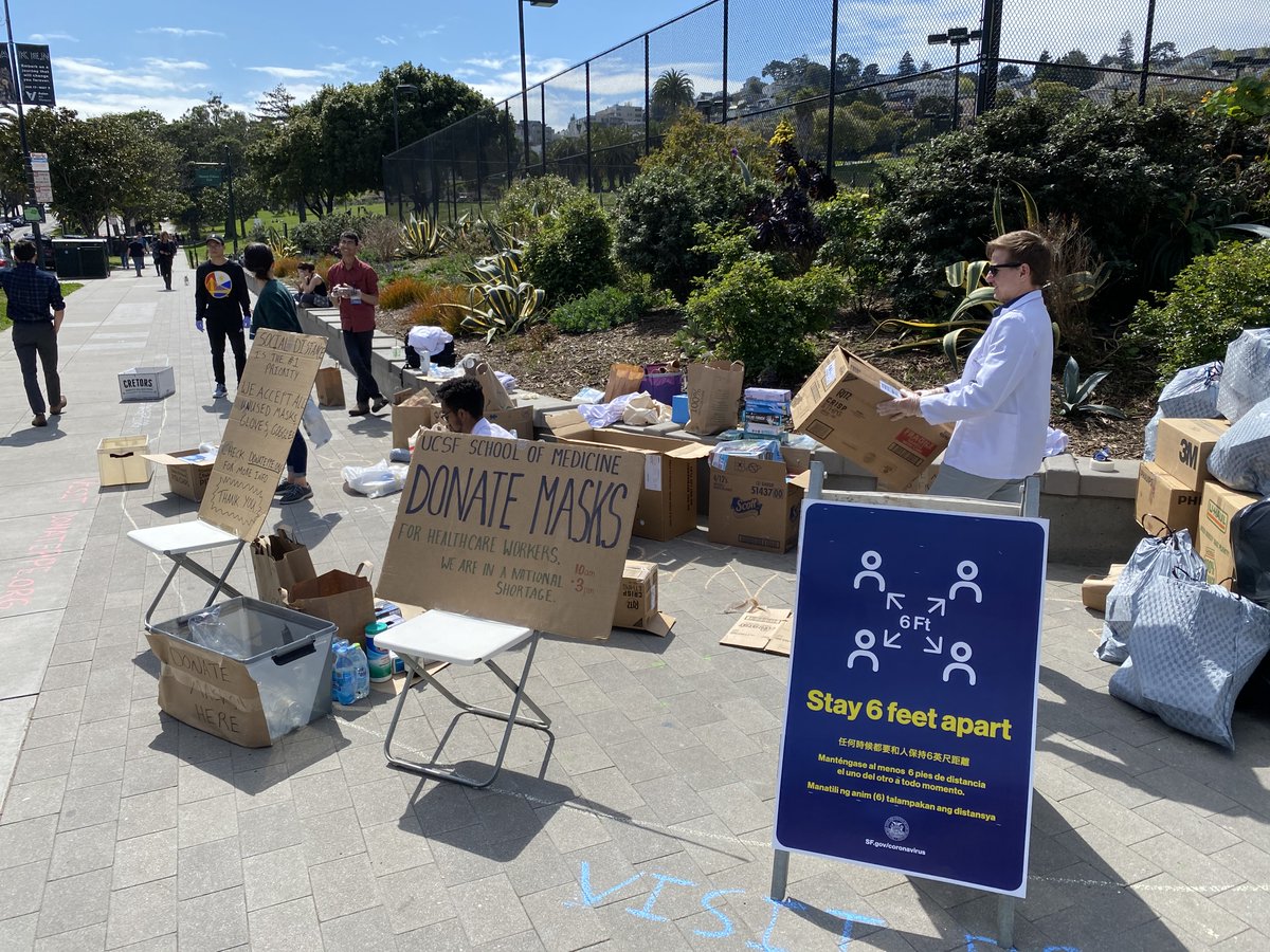 This is what community looks like 💪 UCSF students collected &gt;14k masks with their weekend supply drive. We are so grateful to our students and our #BayArea community. And yes, we're still taking donations – here’s how you can help: tiny.ucsf.edu/Covid19Supplies #COVID19 #UCSFproud