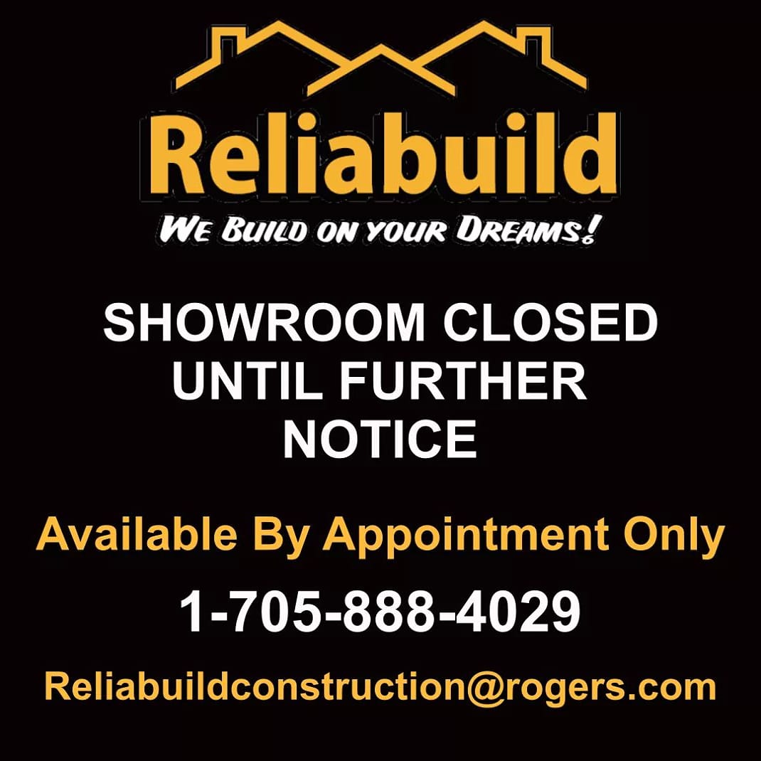 ReliabuildCa's tweet image. Showroom is closed to the public until further notice. Health of our employees, customers and community is number 1.

We will be available by appointment only.

Sorry for any inconvenience, stay safe and take care of each other.

#Reliabuild