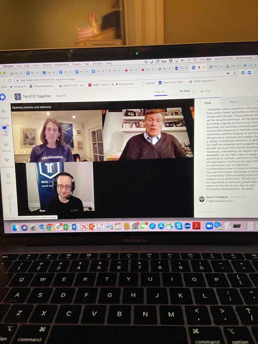 Leadership from ⁦<a href="/JohnTory/">John Tory</a>⁩ on #TechTO’s awesome online event!!  “The tech sector has put Toronto on the map” and he is committed to helping us survive and thrive.