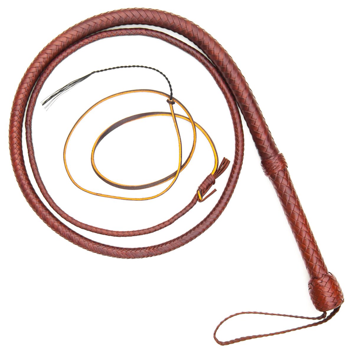 A 6 foot saddle tan Classic American bullwhip with a 6 plait wrist loop, 12 plait overlay,  and an 8 inch handle

#Whip #Whips #LeatherWhip #LeatherCraft #LeatherWork #Bullwhip