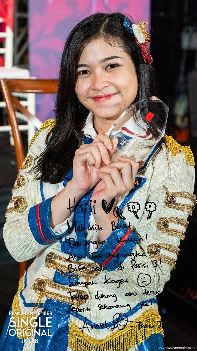 Pesan balasan:

Hai <a href="/R_AmelJKT48/">⋆｡ﾟ☁︎｡⋆｡ ﾟ☾ ﾟ｡⋆</a> 🖤
Makasih juga buat semangat yg selalu menjadi pacuan kami sehingga bisa menyatukan kekuatan untukmu !
Tenang, Kami akan selalu mendukungmu. 

Tahun ini bareng-bareng lagi yaa! 

#IzinkanAku #CHANGE
