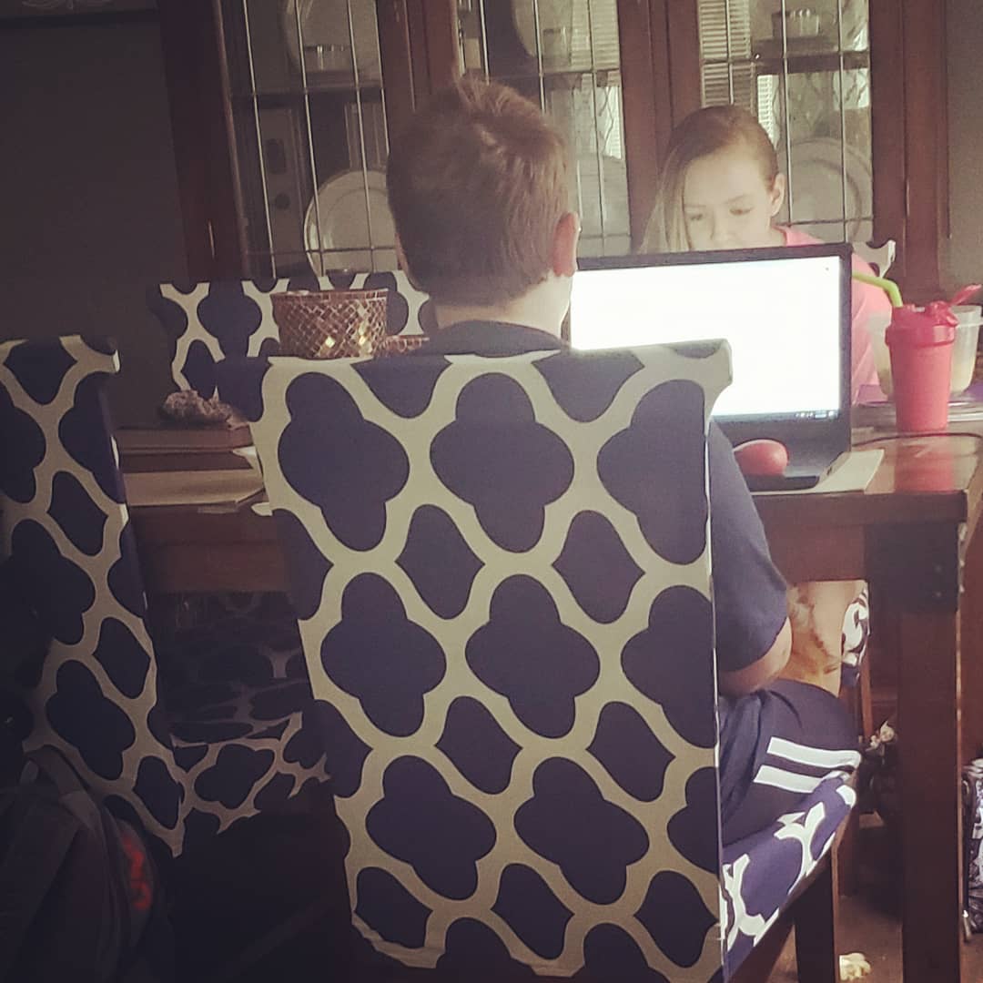melaniegray_phi's tweet photo. Our new normal! Kids did great today &amp; both got to see teachers &amp; classmates on Zoom!
@ParkwoodHill @HillwoodMS https://t.co/ww36Pqj0YZ