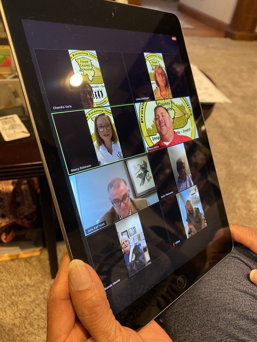 FCSTEM1's tweet photo. Shout out to the Floyd County Tech Department, @Floydsuper1 and the FC Board of Education members for making the March Virtual Board Meeting a success!!!! Blessed to work with this team!! @CLDeRossett @davidcouch @isaac_denise #floydstrong #fcinspire https://t.co/UkoSLrpgYX