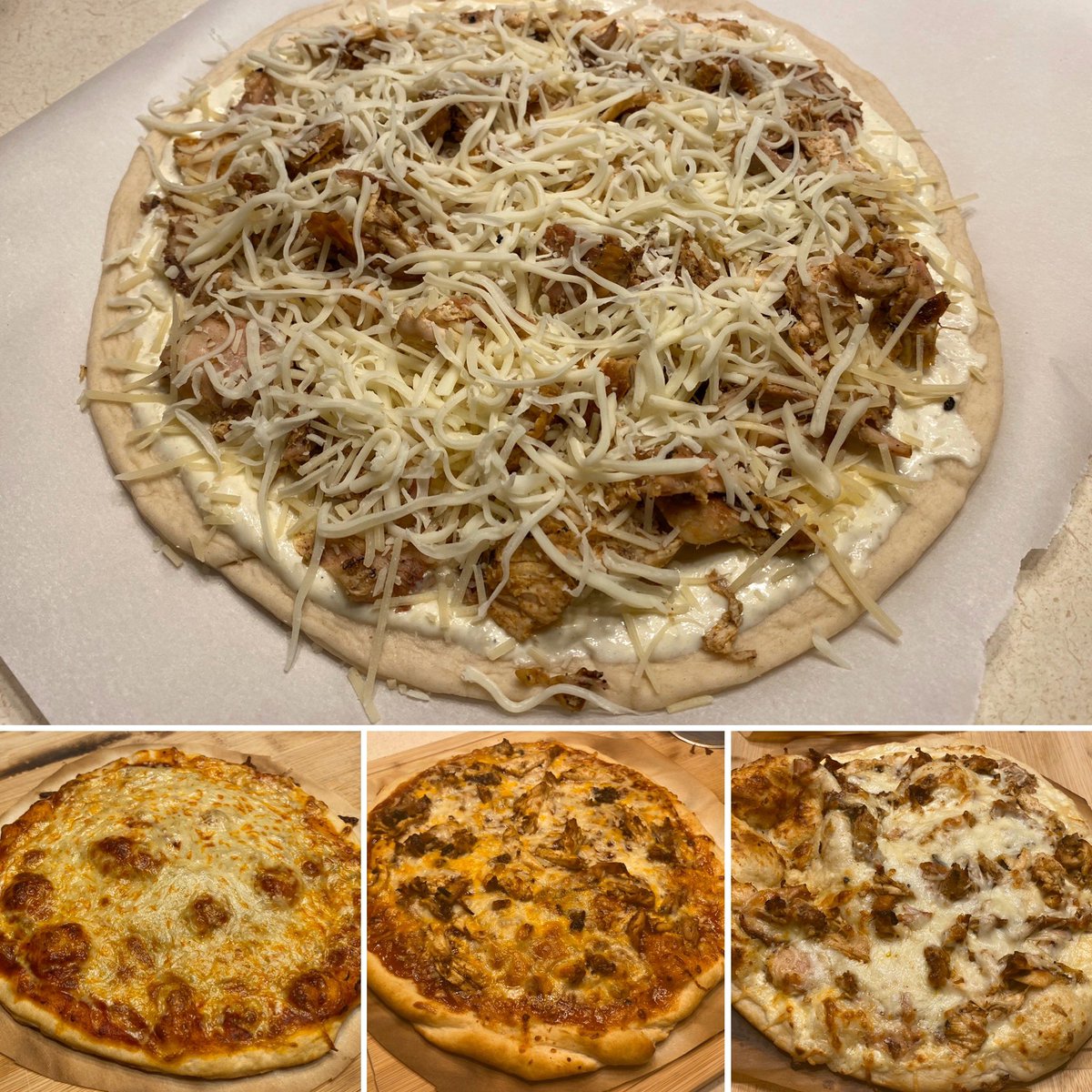 BobbyCee5535's tweet photo. Monday night... about to hop on a work call.  Before I do that it’s #Pizzatime From scratch pizzas on the Kamado grill!  Perfectly done... sorry gang, no leftovers:) https://t.co/l6MDS8mKKJ