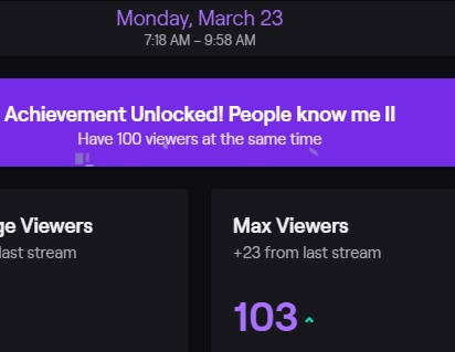 MrOneMoreTime1's tweet photo. We hit a big milestone today! Most didn't stick around for long bc I was having some encoder issues today, but it was still a thrill seeing that many people tuning in for the stream! Thank you all for the support, hope to see you in the chat soon!

#twitchtv #twitchaffiliate https://t.co/6FPMZofPqo