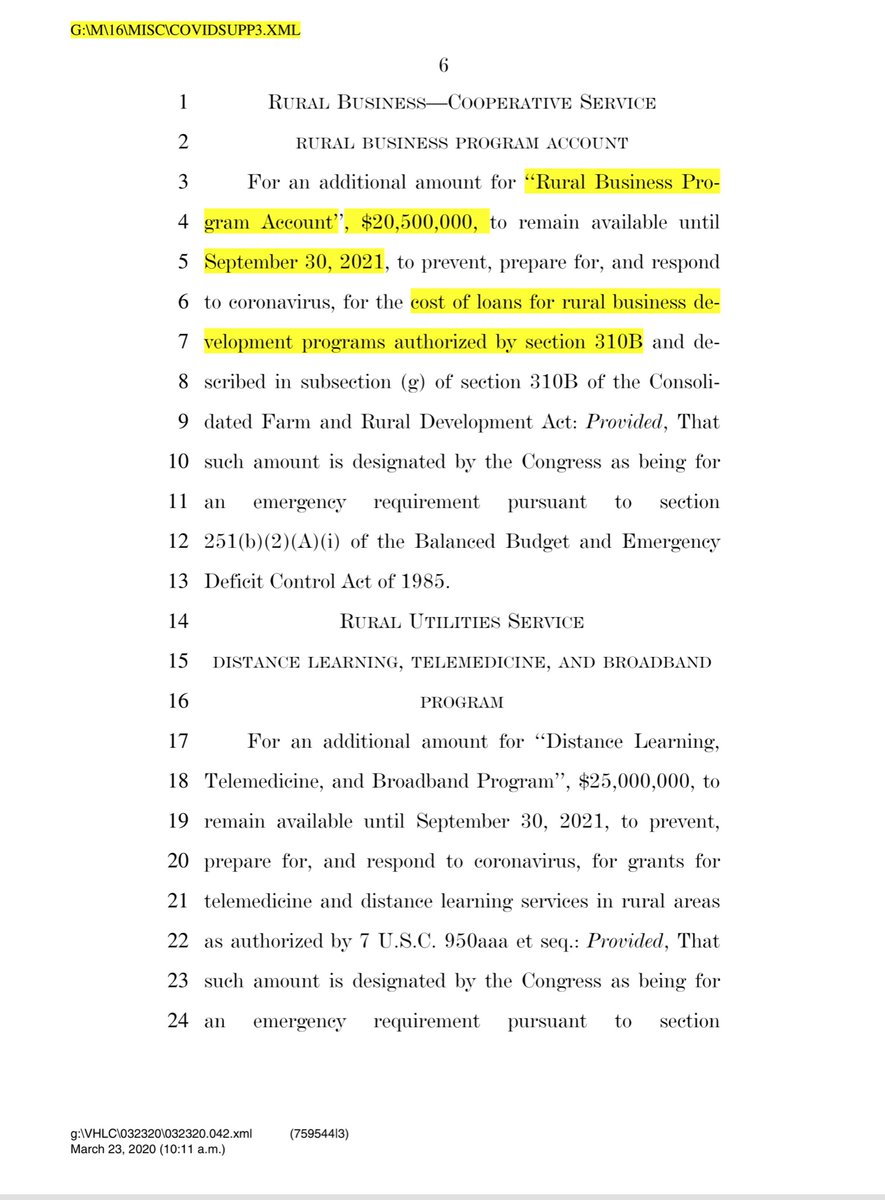 Unlike that monstrosity of Trump/McConnell/Mnuchin bailing out big corporations At least the House Democrats added farms, farmers & rural farm loans & addresses the rural telecom issues facing students  https://appropriations.house.gov/sites/democrats.appropriations.house.gov/files/COVIDSUPP3_xml.pdf