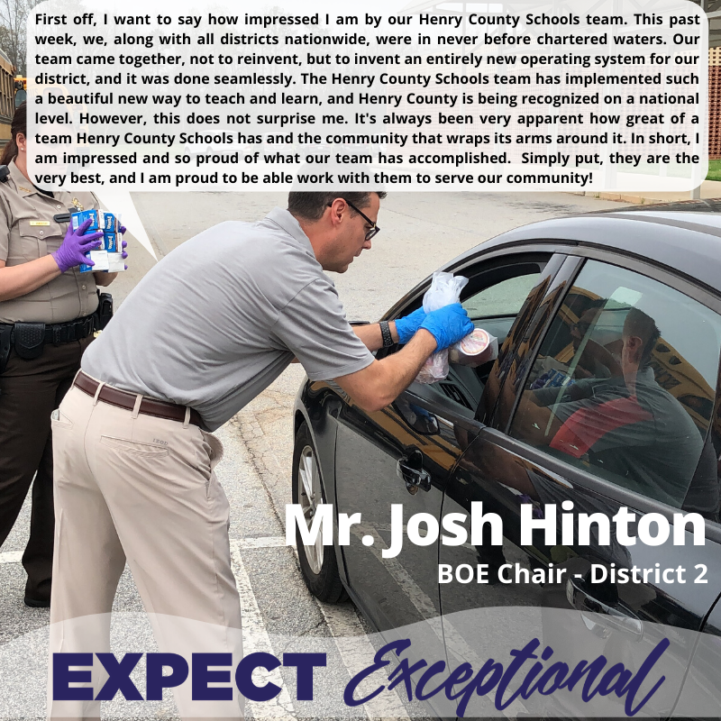 HenryCountyBOE's tweet image. BOE Chair Josh Hinton took time to help distribute meals to families at @HMS_HCS. The opportunity to serve those families he represents alongside the employees he works on behalf of made the day special. #ExpectExceptionalHCS #RemarkableRemoteLearningHCS #NeverStopLearningHCS